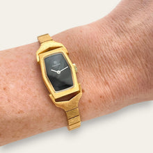 Load image into Gallery viewer, Vintage 1970s Vulcain Swiss Gold Mechanical Watch — Black Dial, NOS