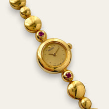 Load image into Gallery viewer, Vintage Seiko Ruby Gold Plated Jewellery Watch Bubble Bracelet, Quartz