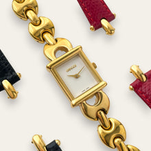 Load image into Gallery viewer, Vintage Gucci 1800L Watch Gold Plated Horsebit Bracelet Leather Straps, Quartz