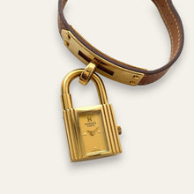 Load image into Gallery viewer, Vintage Hermès Kelly Watch, Gold Plated Padlock, Tan Leather Strap, Quartz