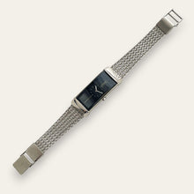 Load image into Gallery viewer, Vintage YSL Watch | Rectangular Black Dial Herringbone Mesh Bracelet, Quartz