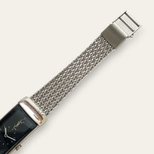 Load image into Gallery viewer, Vintage YSL Watch | Rectangular Black Dial Herringbone Mesh Bracelet, Quartz