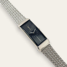 Load image into Gallery viewer, Vintage YSL Watch | Rectangular Black Dial Herringbone Mesh Bracelet, Quartz