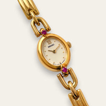 Load image into Gallery viewer, Rare 90s Gold-Plated Seiko Jewellery Quartz Watch - Tiny Dial - Rubies