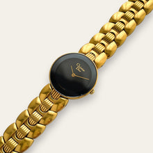 Load image into Gallery viewer, Vintage Christian Dior 3041 Black Moon Watch — 1980s Gold-Tone, Quartz