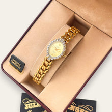 Load image into Gallery viewer, Vintage Jules Jurgensen Diamond Quartz Watch Gold Plated Oval Bracelet