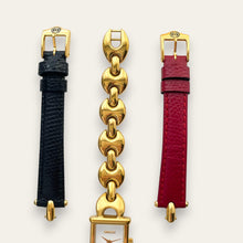 Load image into Gallery viewer, Vintage Gucci 1800L Watch Gold Plated Horsebit Bracelet Leather Straps, Quartz