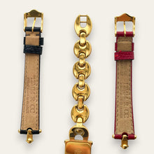 Load image into Gallery viewer, Vintage Gucci 1800L Watch Gold Plated Horsebit Bracelet Leather Straps, Quartz