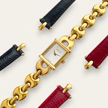 Load image into Gallery viewer, Vintage Gucci 1800L Watch Gold Plated Horsebit Bracelet Leather Straps, Quartz