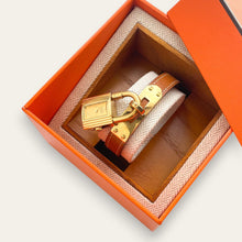 Load image into Gallery viewer, Vintage Hermès Kelly Watch, Gold Plated Padlock, Tan Leather Strap, Quartz