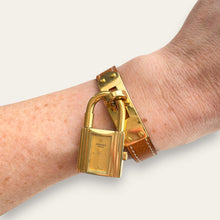 Load image into Gallery viewer, Vintage Hermès Kelly Watch, Gold Plated Padlock, Tan Leather Strap, Quartz