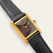Load image into Gallery viewer, Vintage Must de Cartier Tank Wood Dial Mechanical Watch | 1980s Vermeil