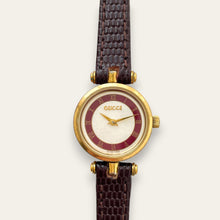 Load image into Gallery viewer, Vintage Gucci Stack Watch | Roman Numeral Dial Gold Burgundy Enamel 2000L
