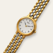 Load image into Gallery viewer, Vintage Seiko Two-Tone Watch, White Dial, Roman Numerals, Gold Bezel, Quartz