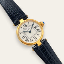 Load image into Gallery viewer, Vintage Cartier Must Vendôme Vermeil Watch, Opaline Dial, Blue Hands, Quartz
