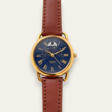 Load image into Gallery viewer, Vintage Sekonda Moonphase Watch, Celestial Dial, Gold-Tone, Roman Numerals, Quartz