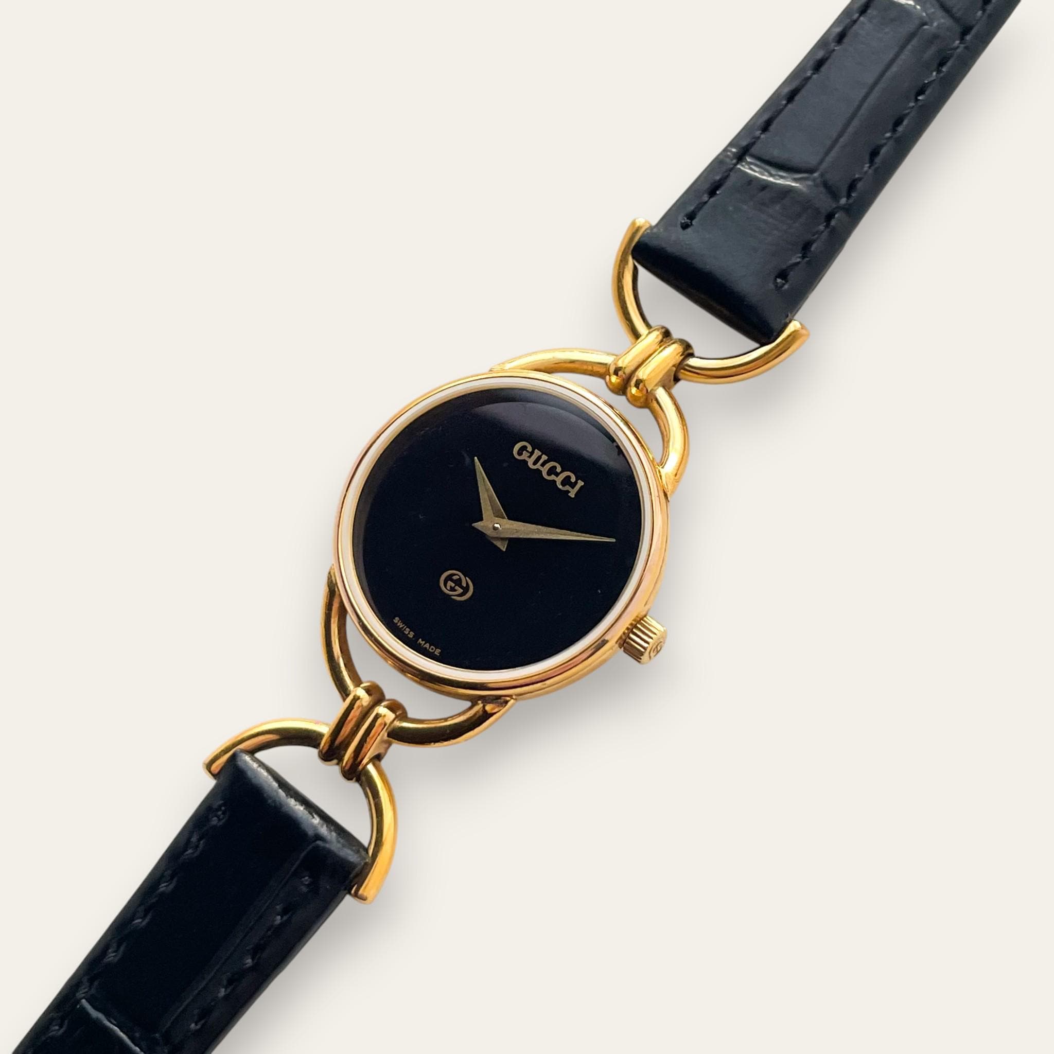 1990s Vintage Gucci 6000L Quartz Watch - Black Dial – Finchley Watches