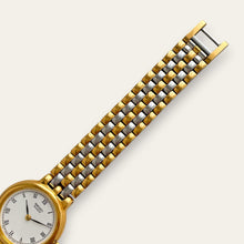 Load image into Gallery viewer, Vintage Seiko Two-Tone Watch, White Dial, Roman Numerals, Gold Bezel, Quartz