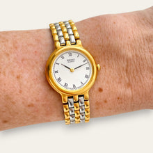 Load image into Gallery viewer, Vintage Seiko Two-Tone Watch, White Dial, Roman Numerals, Gold Bezel, Quartz