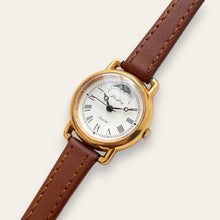 Load image into Gallery viewer, Vintage Louifrey Moonphase Ladies' Gold-Tone Watch | White Dial, Quartz
