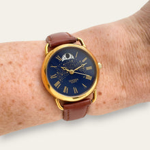 Load image into Gallery viewer, Vintage Sekonda Moonphase Watch, Celestial Dial, Gold-Tone, Roman Numerals, Quartz