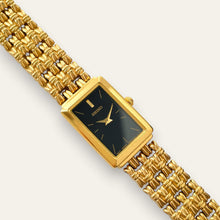 Load image into Gallery viewer, Vintage Seiko Gold-Plated Ladies' Tank Watch, Black Dial — Quartz