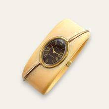 Load image into Gallery viewer, Christian Dior x Bulova Mechanical Bangle Watch 1970s | Bakelite Ivory Cuff