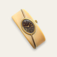 Load image into Gallery viewer, Christian Dior x Bulova Mechanical Bangle Watch 1970s | Bakelite Ivory Cuff
