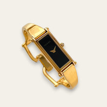 Load image into Gallery viewer, Vintage Ladies' Gold-Plated Gucci 1500L Bangle Quartz Watch - Black