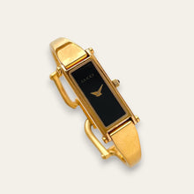 Load image into Gallery viewer, Vintage Ladies' Gold-Plated Gucci 1500L Bangle Quartz Watch - Black