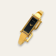 Load image into Gallery viewer, Vintage Ladies' Gold-Plated Gucci 1500L Bangle Quartz Watch - Black