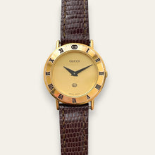 Load image into Gallery viewer, Vintage Gucci 3000L Swiss Quartz Watch, Gold-Tone, Roman Numeral Bezel