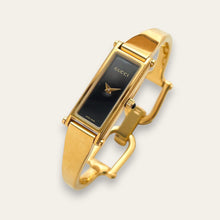 Load image into Gallery viewer, Vintage Ladies' Gold-Plated Gucci 1500L Bangle Quartz Watch - Black