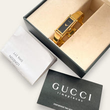 Load image into Gallery viewer, Vintage Ladies' Gold-Plated Gucci 1500L Bangle Quartz Watch - Black