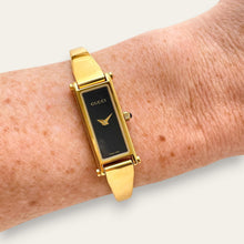 Load image into Gallery viewer, Vintage Ladies' Gold-Plated Gucci 1500L Bangle Quartz Watch - Black