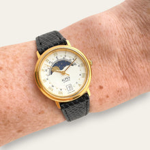 Load image into Gallery viewer, Vintage Alfex Swiss Moon Phase Quartz Watch, Roman Numerals, Cream Dial