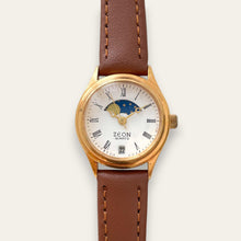Load image into Gallery viewer, Vintage Zeon Moon Phase Ladies' Gold-Tone Watch | White Dial, Quartz