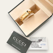 Load image into Gallery viewer, Vintage Gucci 3900L Ladies Quartz Watch Gold Guilloche Dial Box and Papers