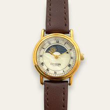 Load image into Gallery viewer, Vintage Citron Sun & Moon Ladies' Gold-Tone Watch | Mother of Pearl, Quartz