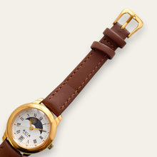 Load image into Gallery viewer, Vintage Avia Sun & Moon Ladies' Gold-Tone Watch | White Dial, Quartz
