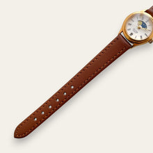 Load image into Gallery viewer, Vintage Zeon Moon Phase Ladies' Gold-Tone Watch | White Dial, Quartz
