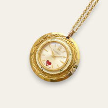 Load image into Gallery viewer, Vintage Timeroy Gold-Tone Swiss Mechanical Pendant Watch, Heart Detail