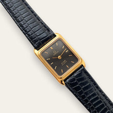 Load image into Gallery viewer, Vintage Omega De Ville Quartz Watch Gold Plated Black Dial 1980s Swiss