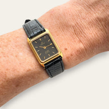 Load image into Gallery viewer, Vintage Omega De Ville Quartz Watch Gold Plated Black Dial 1980s Swiss