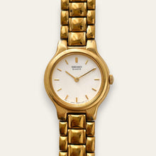 Load image into Gallery viewer, Vintage Seiko Ladies Watch Gold-Tone White Dial Rice-Grain Bracelet Quartz