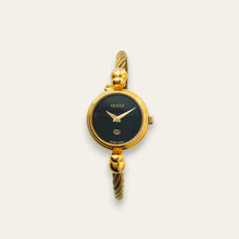 Load image into Gallery viewer, Vintage Gucci 2700L Ladies' Quartz Watch Black Dial Gold Cable Bangle