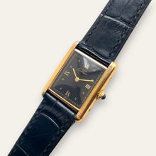 Load image into Gallery viewer, Vintage Must de Cartier Tank Vermeil Quartz Black Dial Roman Numerals