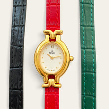 Load image into Gallery viewer, Vintage Fendi 640L Gold-Tone Ladies Quartz Watch, White Dial, 5 Straps