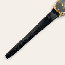 Load image into Gallery viewer, Vintage Juvenia Mechanical Watch Black Dial Gold Rope Bezel 1970s Swiss