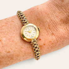 Load image into Gallery viewer, Vintage Tudor Ladies Gold Plated Mechanical Watch Floral Link Bracelet